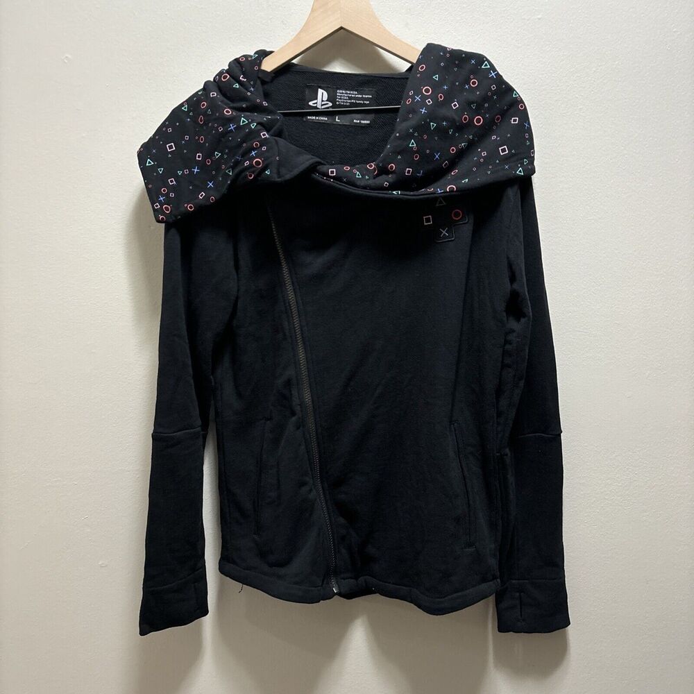 PlayStation Jacket Women's Large Black Symbols Fizz Ladies Angl Rare 2015 - Picture 1 of 15